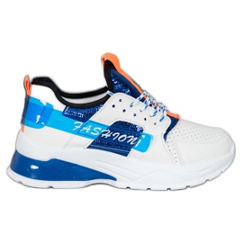 SHELOVET Hvide mode sneakers blå