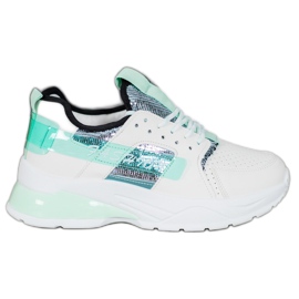 SHELOVET Hvide mode sneakers grøn