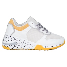 SHELOVET Sneakers med mesh hvid