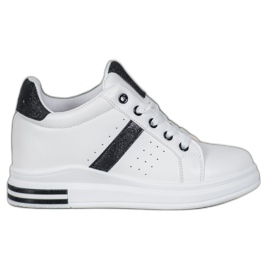 SHELOVET Sneakers med glitterindsatser hvid