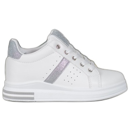 SHELOVET Sneakers med glitterindsatser hvid