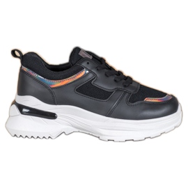SHELOVET Sorte sneakers med Holo -effekt