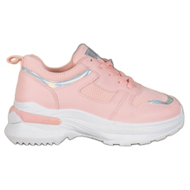 SHELOVET Lyserøde sneakers med Holo -effekt