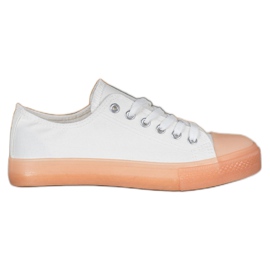 SHELOVET Sneakers med farverig sål hvid