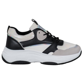 Ideal Shoes Casual platform sneakers sort flerfarvet gul
