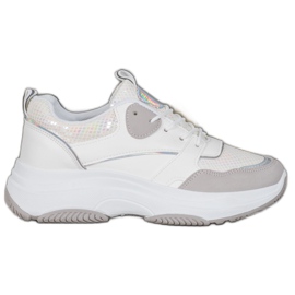 Ideal Shoes Casual platform sneakers hvid grå