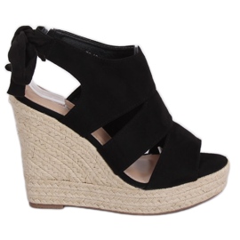 Sort Espadrilles på kiler 77-77 Sort