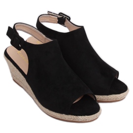 Sort Espadrilles på kiler F3303 Sort