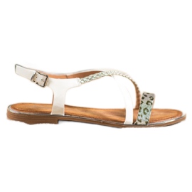 Small Swan Stilfulde sandaler i leopardprint hvid
