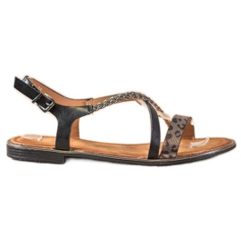 Small Swan Stilfulde sandaler i leopardprint sort