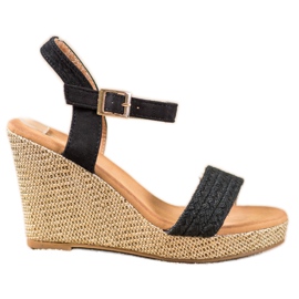 SHELOVET Stilfulde kile sandaler sort