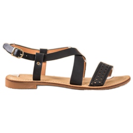 Small Swan Sorte sandaler med Eco læder
