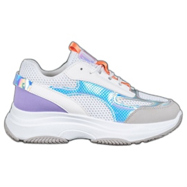 Bona Hvide sneakers med mesh violet grå flerfarvet