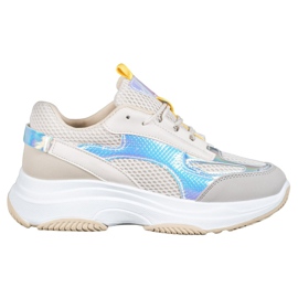 Bona Beige sneakers med mesh hvid grå flerfarvet