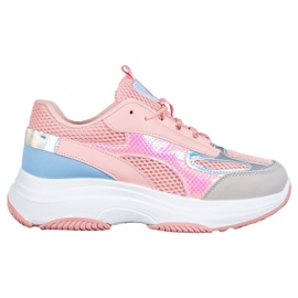 Bona Lyserøde sneakers med mesh blå grå