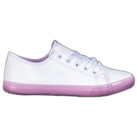 SHELOVET Sneakers med lilla sål hvid violet