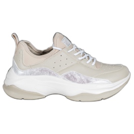 Kylie Komfortable sneakers på platformen beige grå