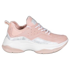 Kylie Komfortable sneakers på platformen lyserød grå