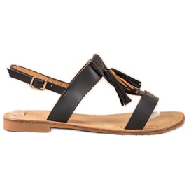 Small Swan Klassiske sandaler med frynser sort