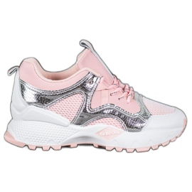 Bona Mode sneakers med mesh lyserød grå