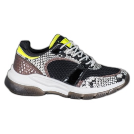 Kylie Komfortable Snake Print Sneakers sort flerfarvet
