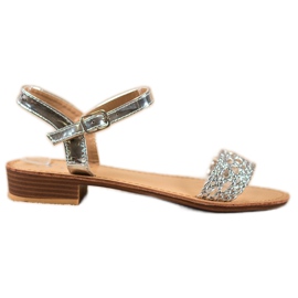 Small Swan Elegante flettede sandaler grå