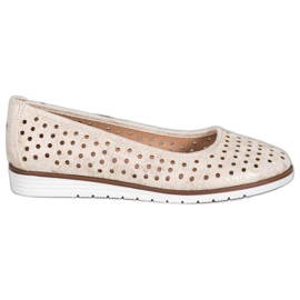 Kylie Åbent ballerinas med glitter beige gylden