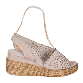 Goodin Sandaler med åbne kiler beige gylden