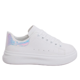 Hvide holografiske kvinders sneakers A88-63 sølv