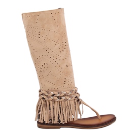 Boho flip-flops med en beige overdel NS130P Beige