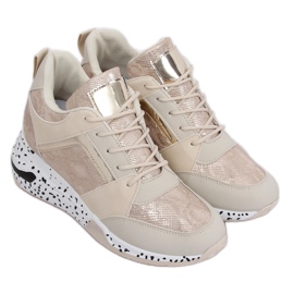 Beis beige og guld kile sportssko