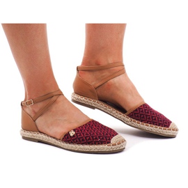 Espadrilles 452 Røde sandaler brun sort