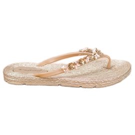 SHELOVET Flip-flops i gummi med ornamenter gul