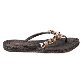 SHELOVET Flip-flops i gummi med ornamenter sort