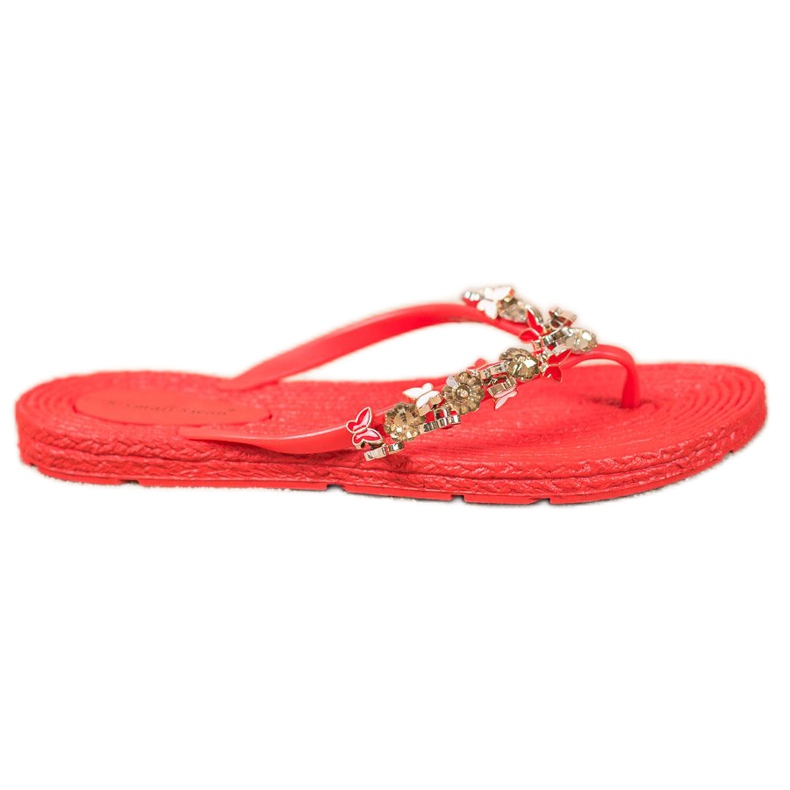 SHELOVET Flip-flops i gummi med ornamenter rød