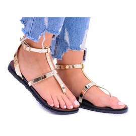 Lu Boo Golden Mirror Sandaler romersk japansk gylden