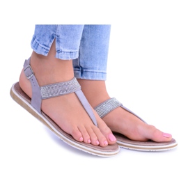 S.Barski Kvinders grå flade sandaler Klip-klapper Vamos