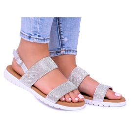 Lu Boo kvinders sølv sandaler med perfekt cubic zirconia grå