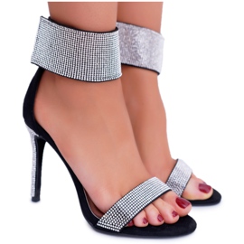 Kvinders sandaler på høj hæl Lu Boo med cubic zirconia velcro sort show