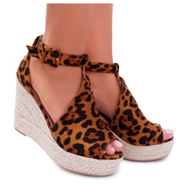 NFR Kvinders sandaler på Wedge Platform Leopard Begest brun