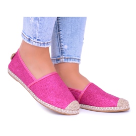 Lu Boo Espadrilles Slip On Fuchsia Brocade Miravet til kvinder lyserød