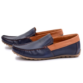 Neex | Marineblå læder mænds pardon slip-on loafers marine blå
