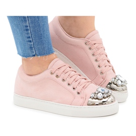 Lu Boo Sneakers med skinnende pulverrosa krystaller lyserød
