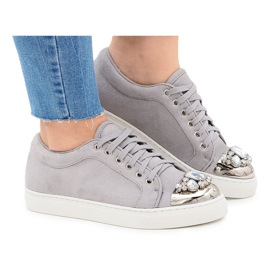 Lu Boo grå sneakers med skinnende krystaller