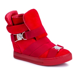 Lu Boo -sneakers til kvinder med elastiske bånd, røde pumps