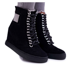 Lu Boo | Suede Black Sneakers Monica Silver Chain sort