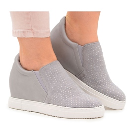 Lu Boo -sneakers til kvinder med krystaller, åbent grå Simmi