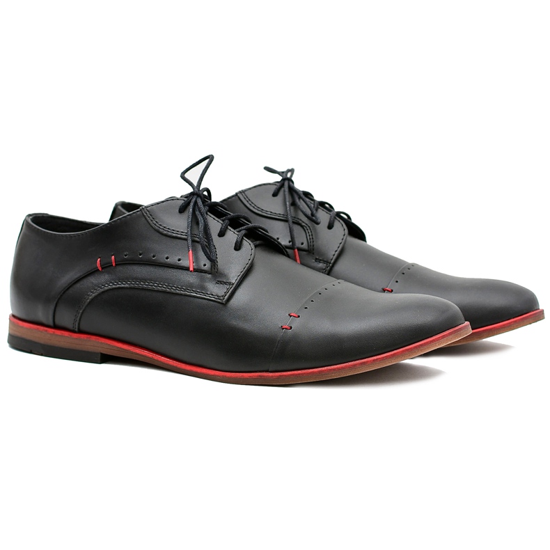 Gejms Elegante mænds sort læder Isacco sko