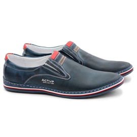 Joker Herre Slip-On lædersko Granatæble Mellos marine blå