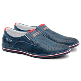 Joker Perforeret Marineblå Læder Herre Slip On Sko Mello marine blå